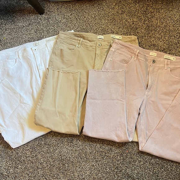 J. Jill Denim - Lot 3 pairs J. Jill Denim High Rise Straight Leg Crop Jeans White Pink Tan 14